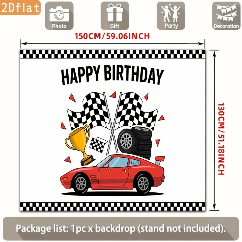 2D Plane 1 Party Banner Racing Car Happy Birthday Chequered Flag Trophy Tire Event Decoration Home Room