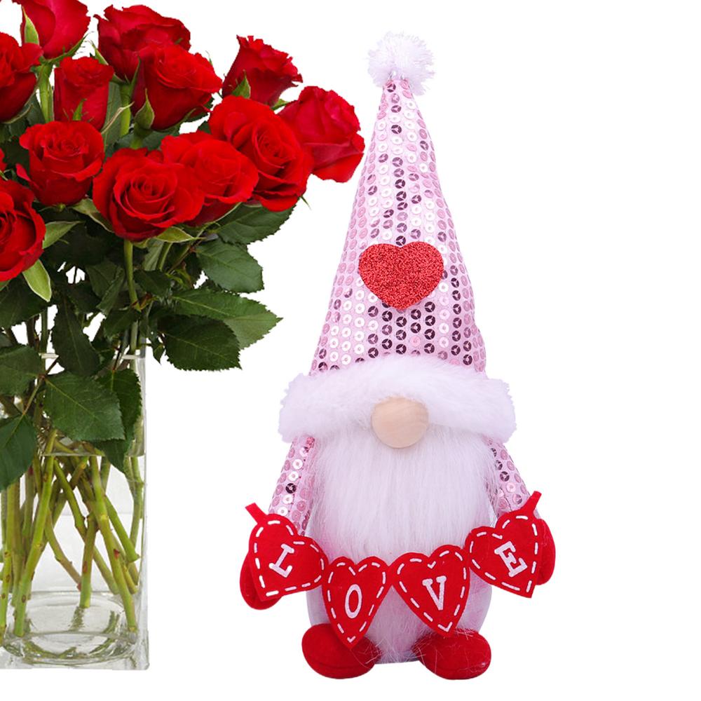 Valentine Gnome Decor Seasonal Desktop Decoration Romantic Dwarf Doll For Bedroom Living Room Study Bookshelf Mantel Display