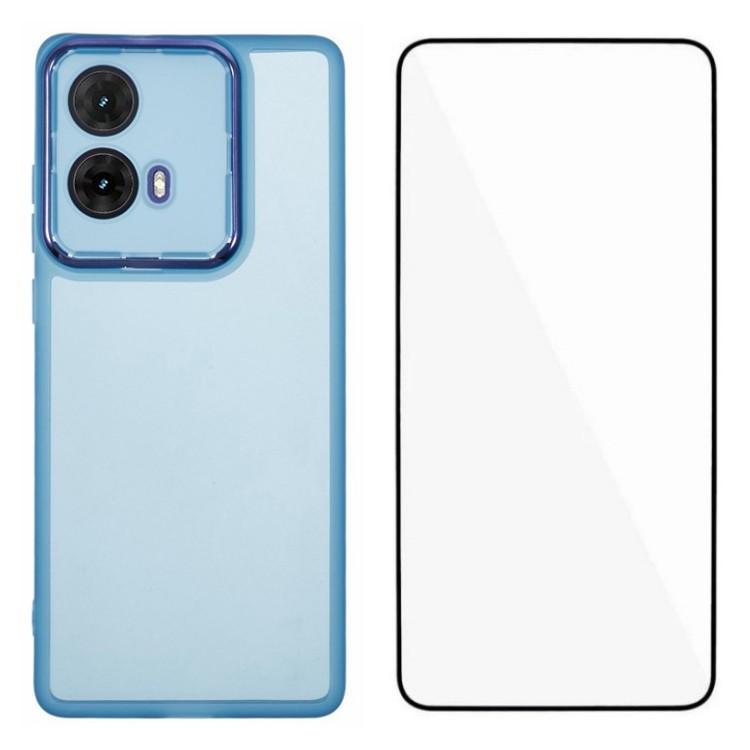 WANLONFENG DKSM Series for Motorola Moto G85 5G TPU Case Electroplated Frame with Tempered Glass