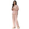 PeiYA Cotton Pajamas with Turndown Collar and Open Front Loungewear Set Free Women's Long-Sleeved 100% (JP, Alphabet, M, Size, Pink)