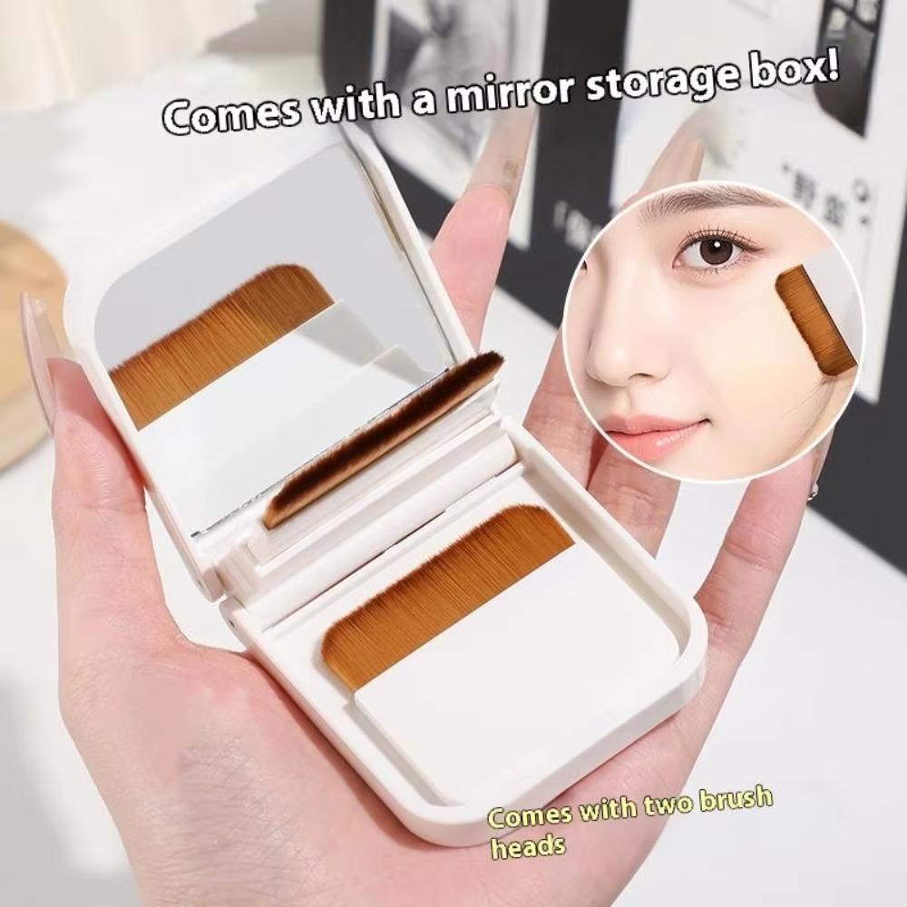 Portable Ultra-thin Compact Foundation Brush No Trace With Mirror Foundation Brush Foldable Beauty Tools Flat-head Makeup Brush