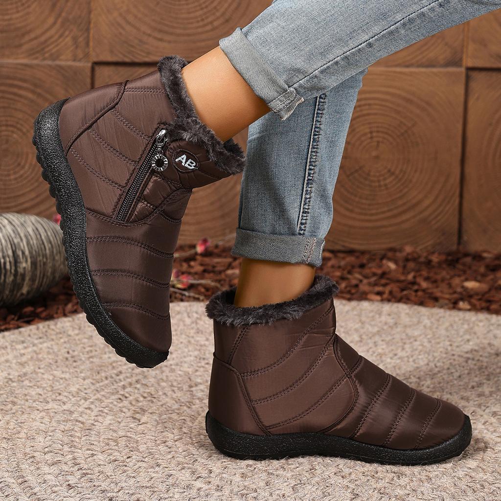 New women's waterproof thick sole lightweight comfortable padded warm non-slip wear snow boots - side zipper high top shoes