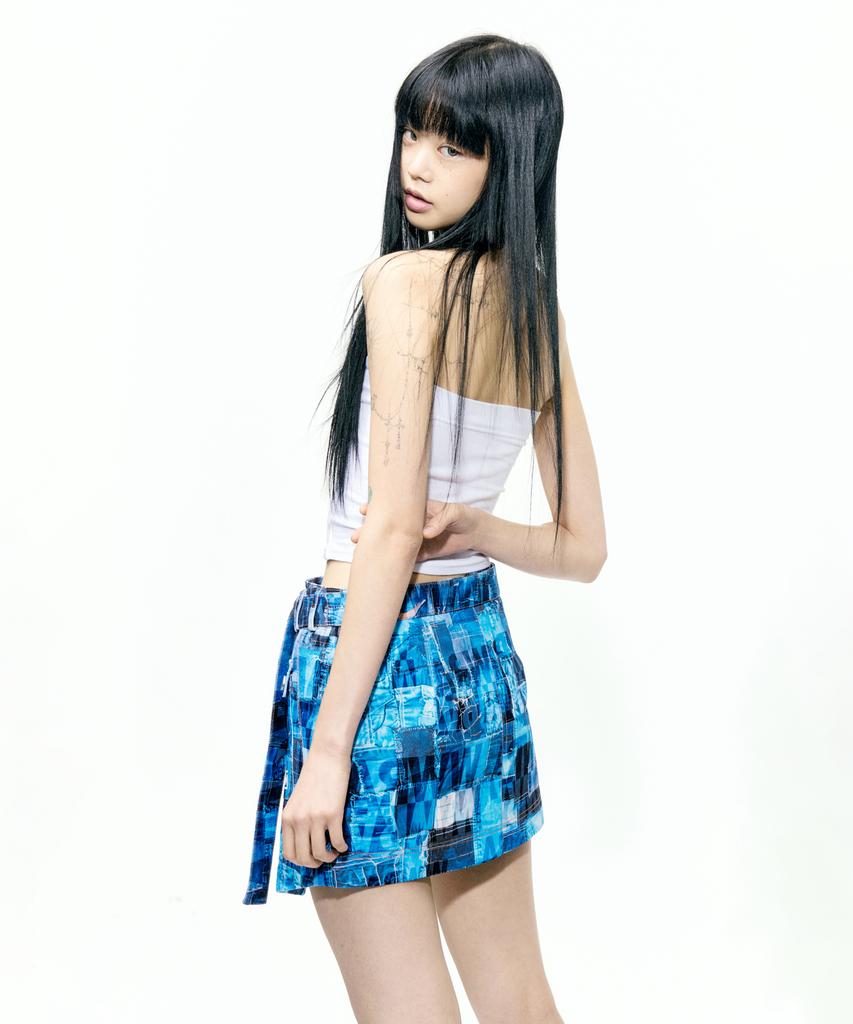 Eipeuleonwei Project Denim Pleated Wrap Skirt