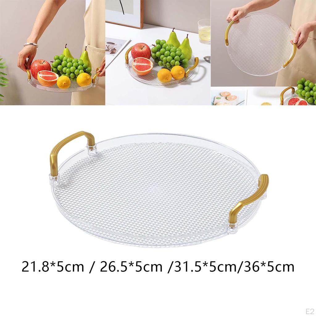 Decorative Tray Dish Snack Plate Elegant Food Modern Tea Cup Holder Round with Handles for