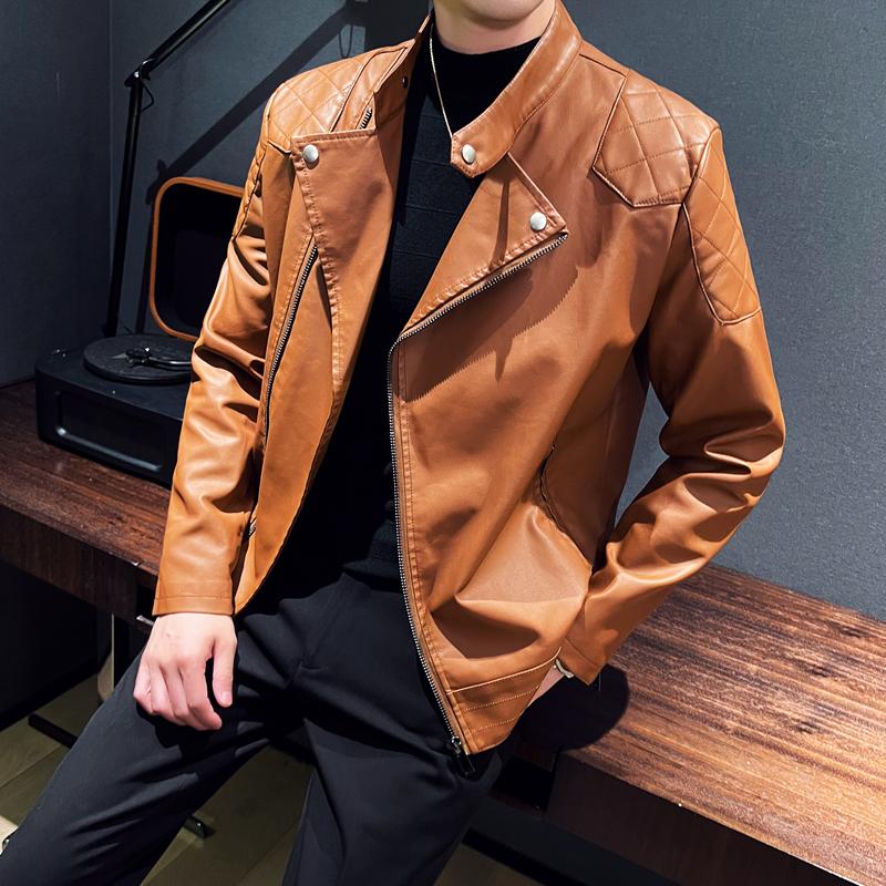 Neue Herren Motorrad Leder PU Leder lose Jacke schwarze Jacke Herbst Winter Pu Faux Herren Lederjacken