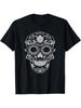 Suikerschedel Hoofd Bloemen Koel Wit Calavera Mexicaans Cadeau T-Shirt