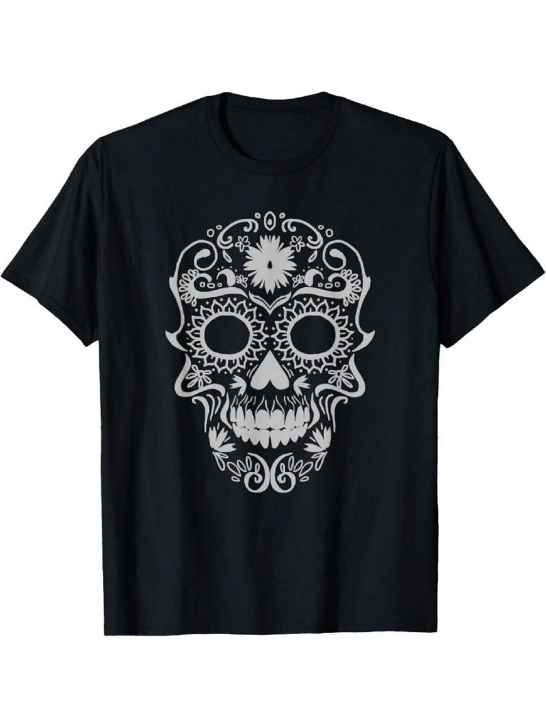 Sugar Skull Head Floral Cool White Calavera Mexican Gift T-Shirt