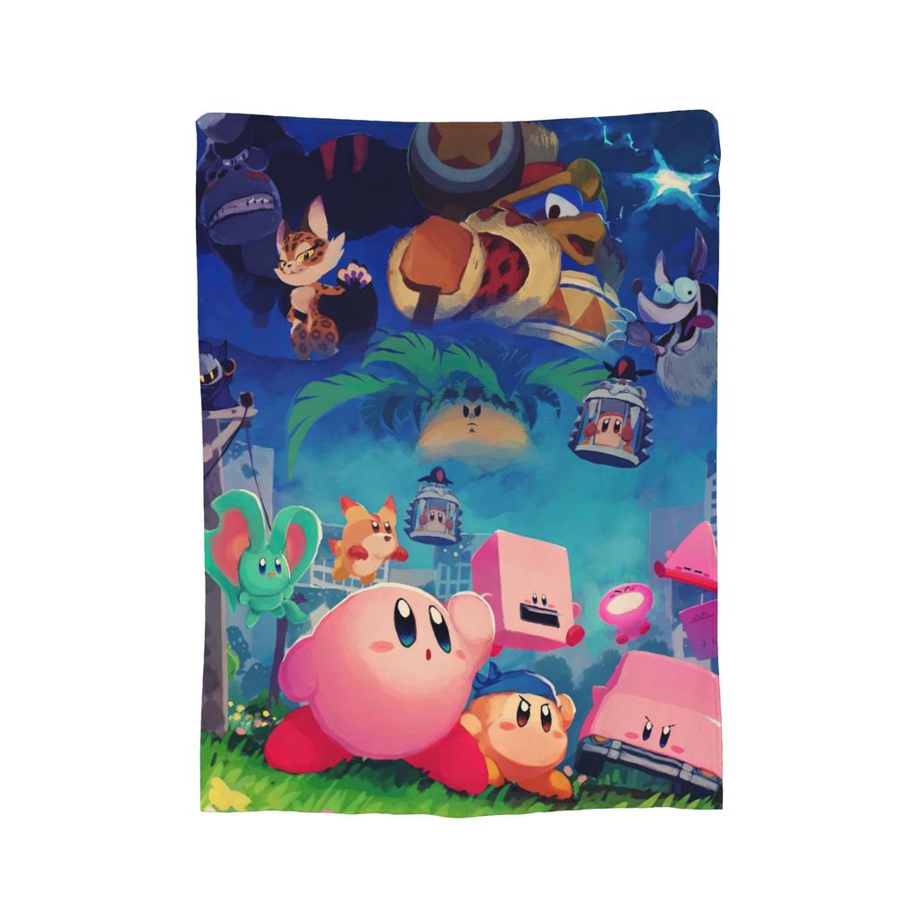 Cartoon K-Kirbys Blankets Coral Fleece Plush Print  Breathable Warm Throw Blankets for Bed Office Bedspreads