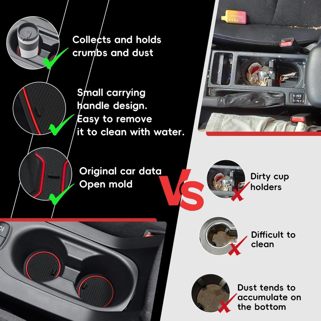 Auovo Cup Holder Ert Door Liners Compatible With Toyota Corolla Hatchback Accessories -2025 2026 Car Console Cup Holder Door Pocket Mats Pads For