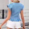 Canottiere in Denim da Donna Scollo a V Slim Senza Maniche Gilet di Jean Monopetto Top Casual Corto da Donna Gilet Corto Casual Streetwear