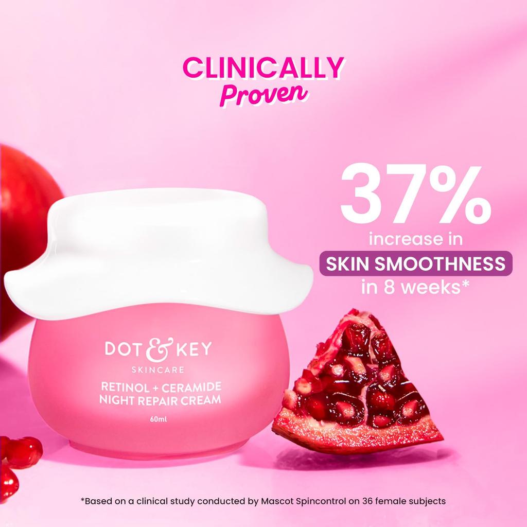 Dot & Key Night Reset Retinol + Ceramide Night Cream 60ml | Anti Aging Moisturizer for All Skin Types
