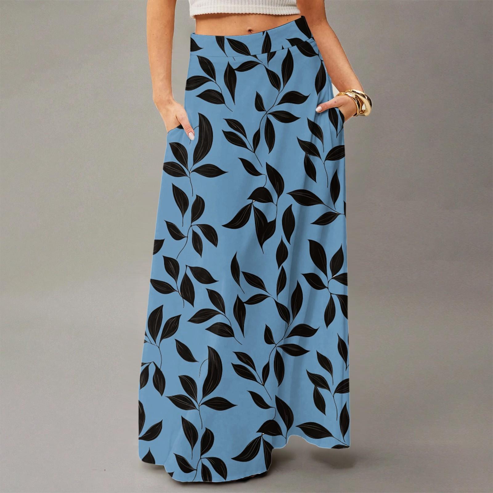 

Жіноча вільна максі-сукня звичайного крою з квітковим принтом, літня, богемна спідниця XL синій