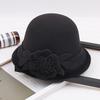 Three-Dimensional Flower Top Hat Autumn And Winter Woolen Hat Women'S Dome Casual Fisherman'S Basin Hat
