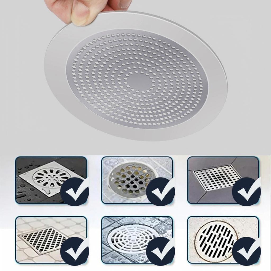 Stainless Steel Silicone Edge Shower Drain Cover Round Floor Strainer for Bathroom Balcony Kitchen Filter Mesh Lid Protector