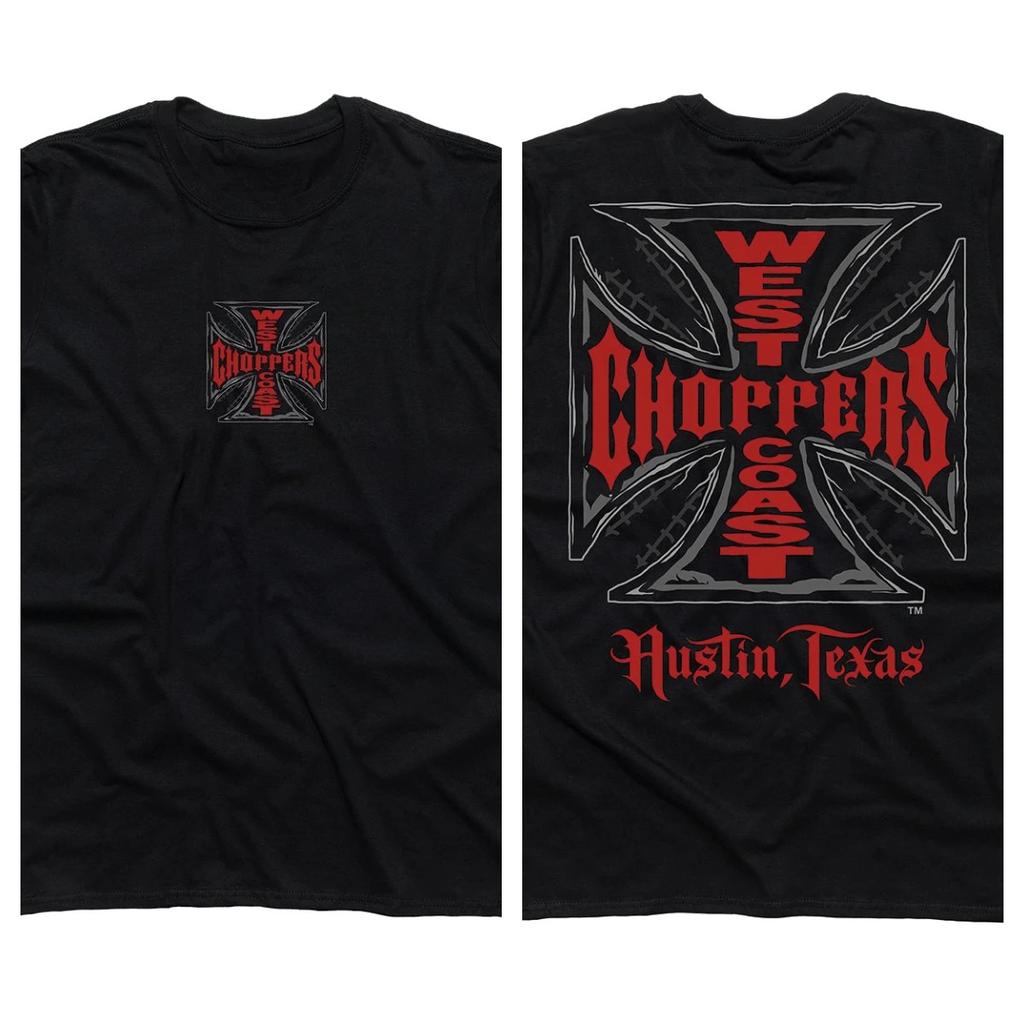 West Coast Choppers "Long Beach Storefront Motorcycle Service" American Retro Lässiges Kurzarm-T-Shirt