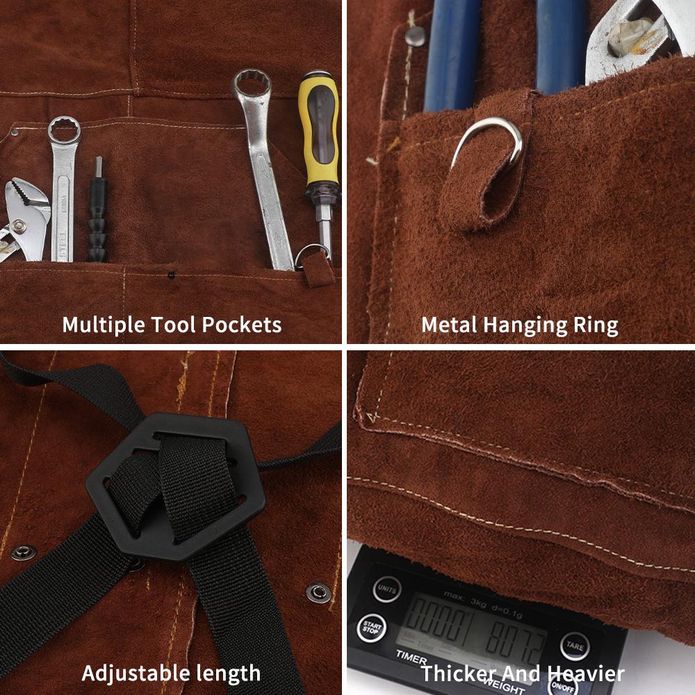 Welding Apron for Men and Women Premium Leather Apron for Cooking Woodworking Blacksmiths Carpenters with Tool Pockets