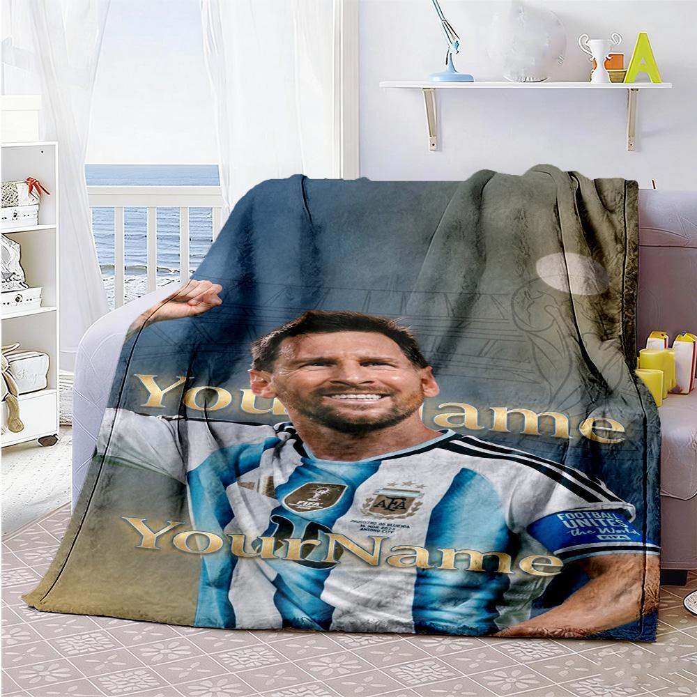 Messi 242 Customize Your Name Blanket Throw Personalized Blanket Soft Warm Cozy Great for Living Room Sofa Picnics Livingroom Four Seasons Universal