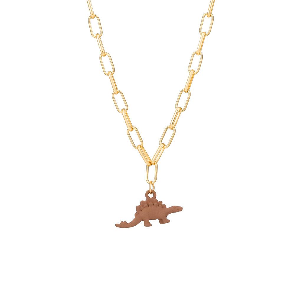 

Pendant Unique Dinosaur Necklace For Women In Bold Colors Perfect For Fashion Accessory Forward темно-коричневого кольору