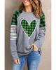 Azura Exchange Plaid Heart Color Block Long Sleeve Top