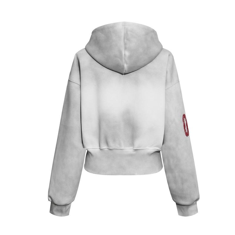 Mens Short Cropped Hooded Zip-Up Sweatshirt Vintage Washed Cotton Streetwear Oversized Loose Fit