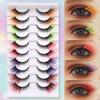 10 Pairs False Eyelashes, Colored Cat Eye Lashes with Black Band, Dramatic Volume Lashes for Party