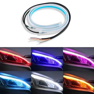 2Pcs Car LED Headlight Strips Super Bright Flexible Waterproof Easy Installation LED Daytime Running Light Strips Universal Auto Accessories