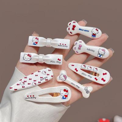 2/5 Stück Hellokitty Haarspangen Dreieckige Wellen-Haarspangen Entenschnabel-Haarspangen Haarschmuck Süß Und Cool Silber Katze Kawaii