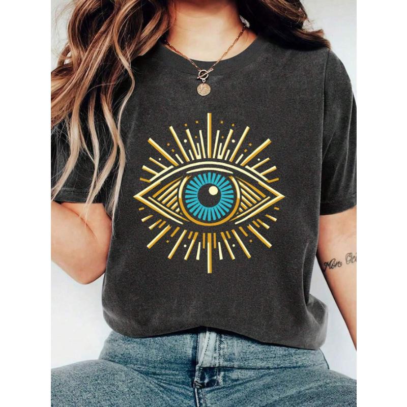 

Женская повседневная футболка с принтом «Глаза» L