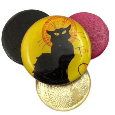 [P6982] - Artisanal Brooch 'Mistinguette' (Black Cat by Rodolphe Salis) - 58x50 Mm