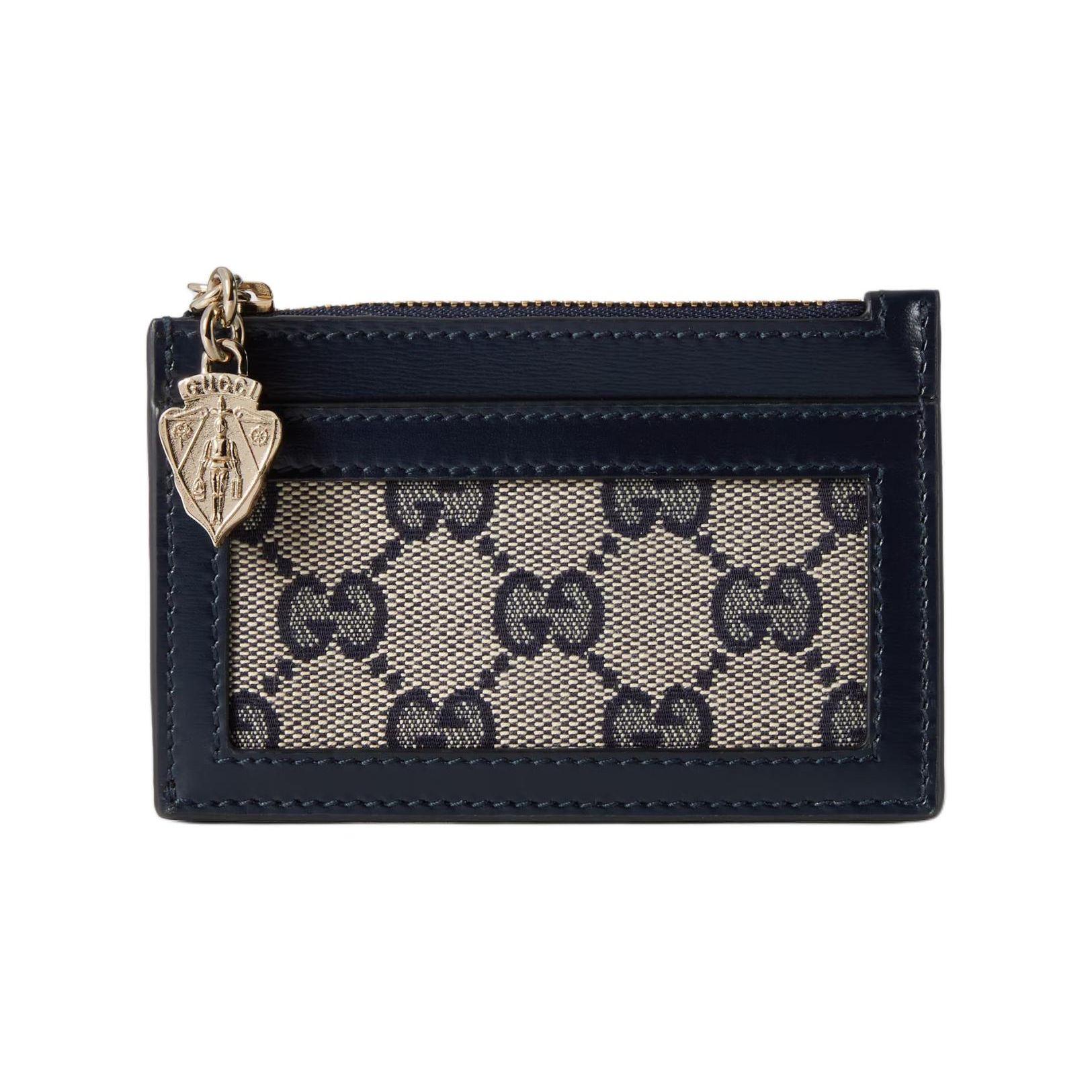 

Gucci Light Gold Metal Detail Badge Zipper Leather And Canvas Wallet Women Wallet Beige Blue 790033-FADHW-4064 Basic Set (Bag+Dust Bag)