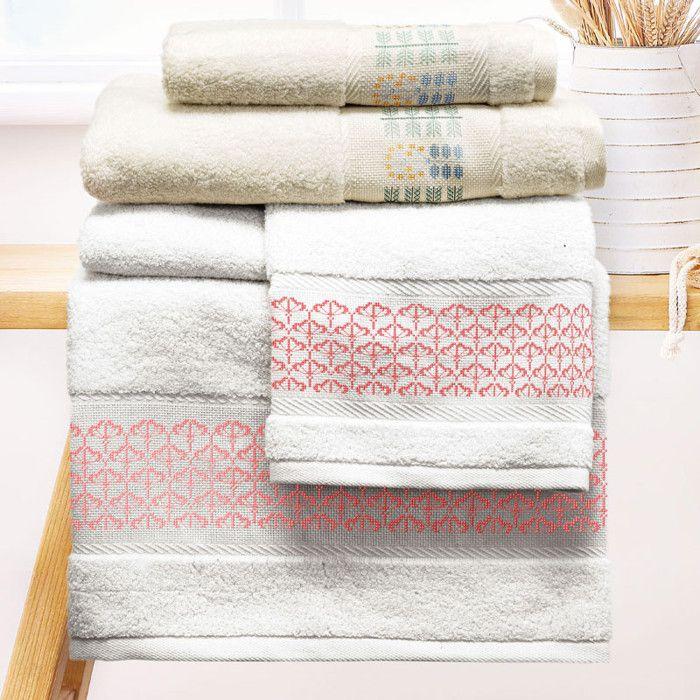 Serviette de toilette - Blanc - 50x100 cm - A broder et personnaliser - DMC