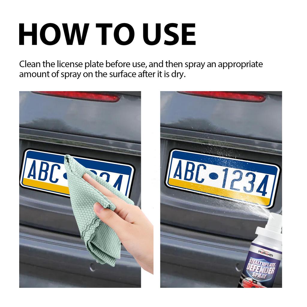 Homonth Car Care Spray Transparent Coating Long-Lasting Protection Portable Suitable for License Plates ,License Plate Stealth Defense Spray100ml