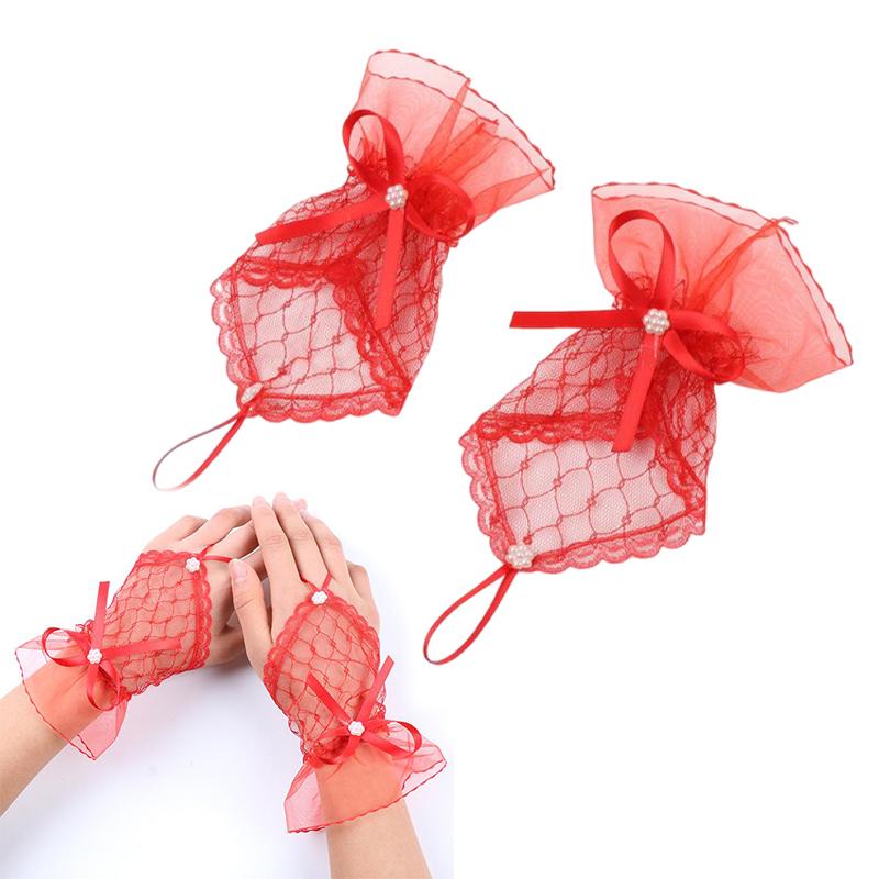 1Pair Nail Decorations For Nail Art Lace Fake Pleated Cuff Manicure Photography Props Fake Sleeves Nails Accessories Supplies