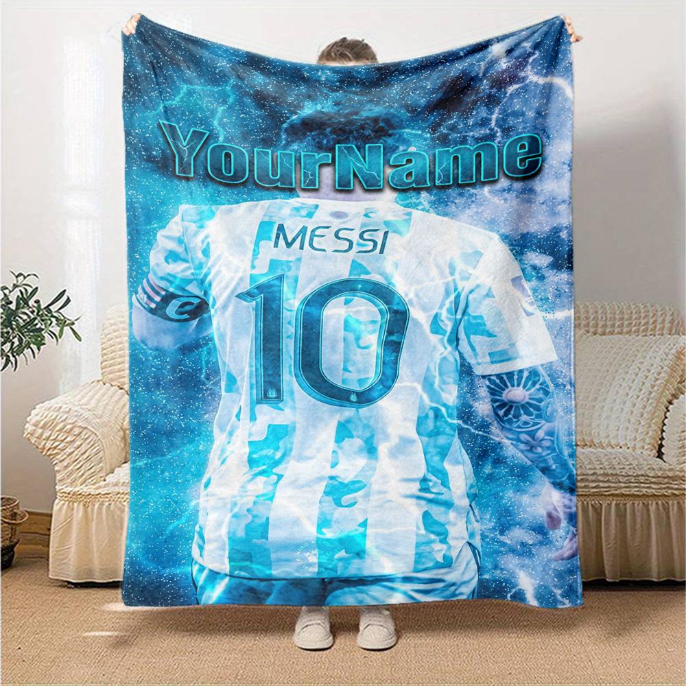 Messi Customize Text Blanket Gift Customizable Blanket Warmthful Decor Suitable for Sofa Couch Office Bed for All Occasions Gifts For Family Or Friend