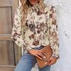 Autumn and Winter European and American Women's Temperament Shirt Long-sleeved Top Printed Shirt
