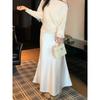 Kumikumi High-Grade Solid Elegant Satin Versatile Skirt Women's Autumn High Waist Slimming Fishtail Skirt Long dress