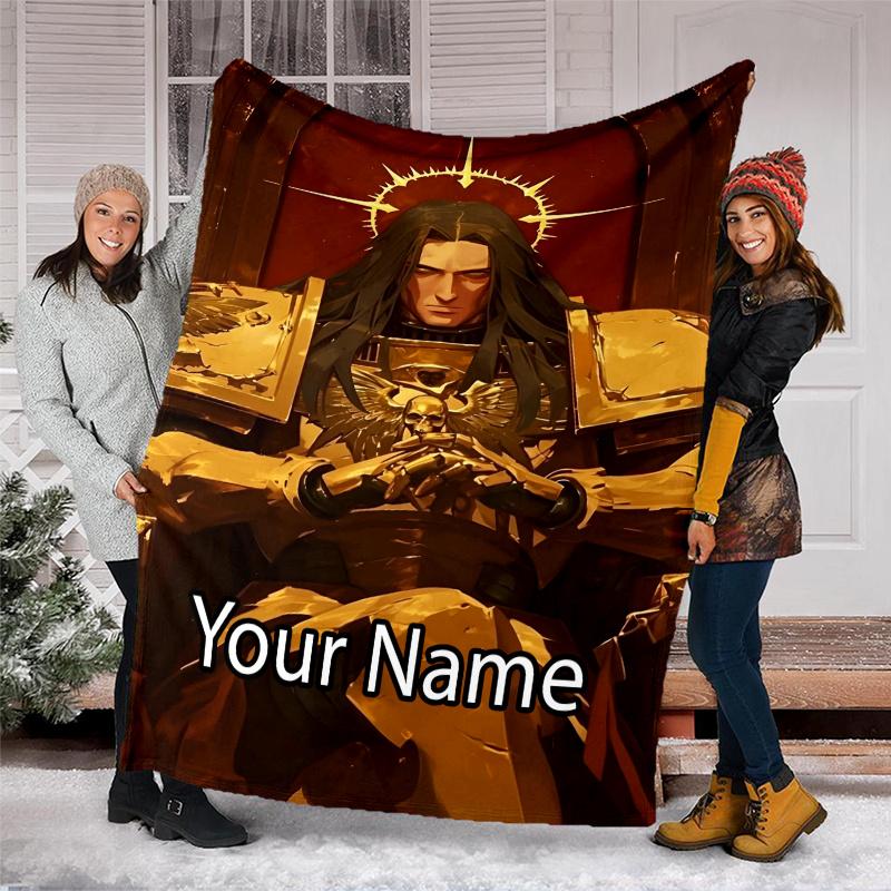 Custom Name Warhammer 40K Theme Printed Blanket - Perfect for Couch, Bed, Travel & Outdoor Use | Machine Washable, Cozy & Durable.