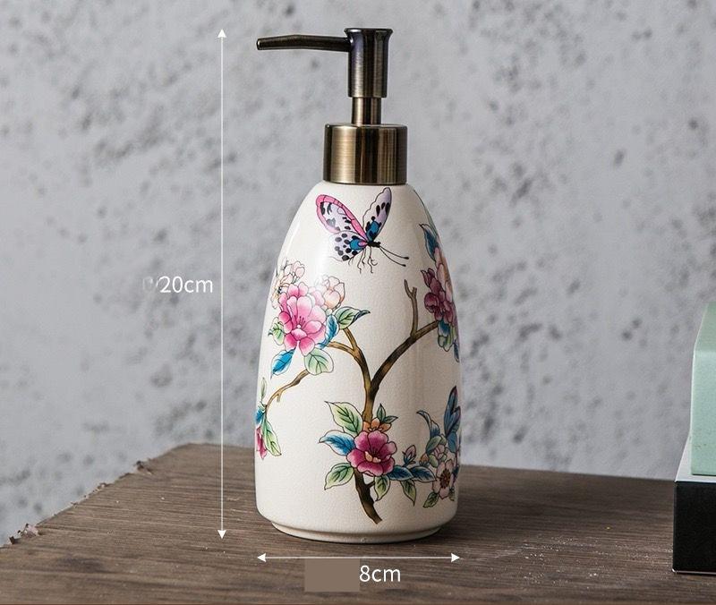 BEPAN 1PC Ceramic Press Soap Dispenser Refillable Lotion Bottle Creative Shampoo Liquid Container for Bathroom Home Decor