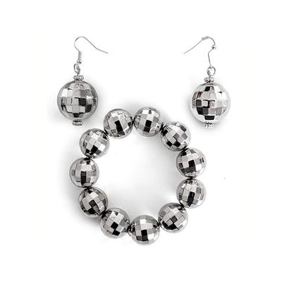 Disco Ball Earrings Stylish Mirror Ear Dangle Long Necklace Aesthetic Jewelry Supplies Fashion Accessory for Women Girls