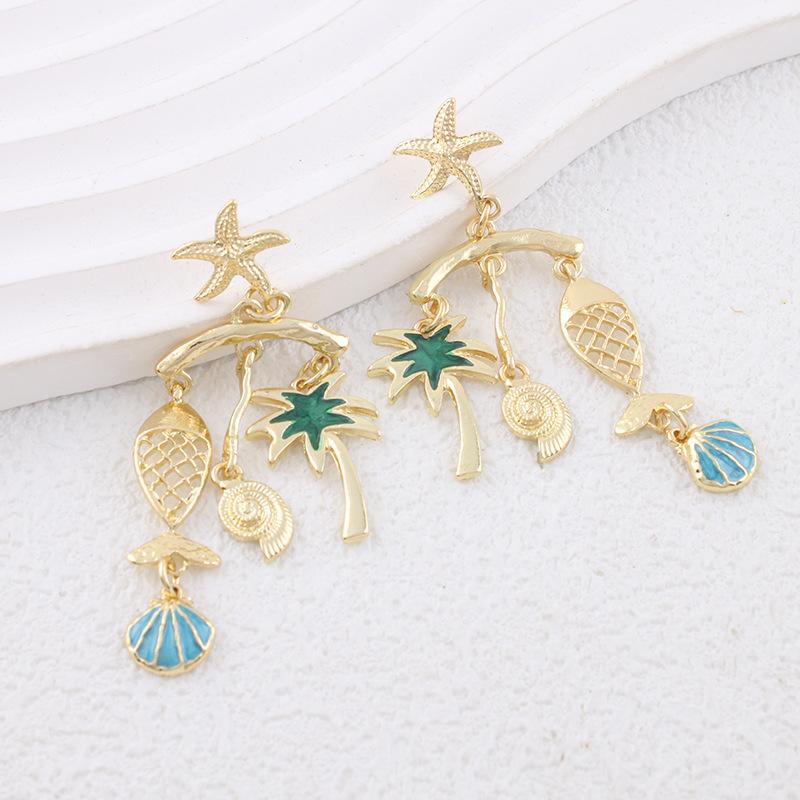 Personalized marine animal multi-pendant seaside earrings beach party vacation style earrings