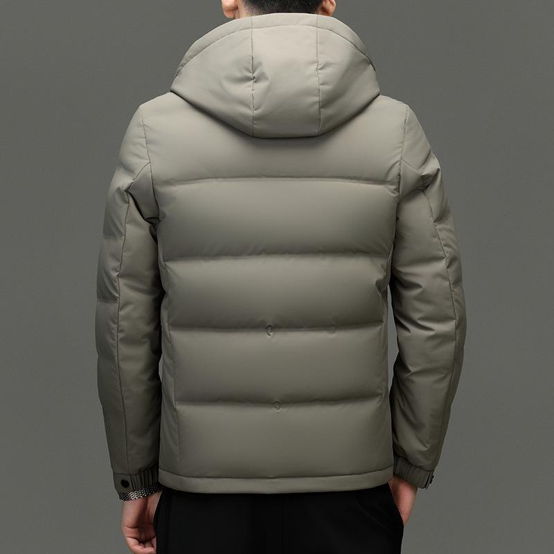 Men's Stylish Business Casual White Duck Down Hooded Jacket - Winter Warm Outerwear for Mid-Aged and Young Men