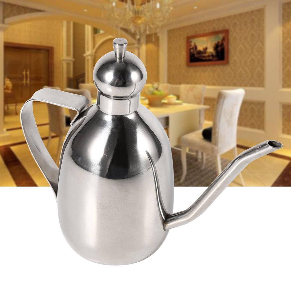 Stainless Steel Oil Dispenser Bottle 350ml Long Spout Oil Bottle Vinegar Dispensing