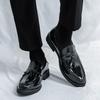 Frühling und Herbst Britischer Stil Ein-Pedal Lazy Loafers Herren Business Casual Lederschuhe Fransen Retro Übergröße Herrenschuhe