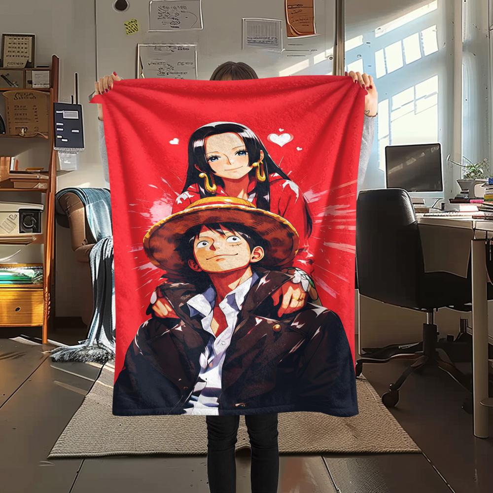 1PC Luffy D Patterned Flannel Blanket Suitable For All Seasons For Home Decor Warmth And Comfort Gifts Holiday Present