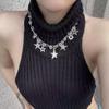 Y2K Spicy Girl Dark Star Leather Choker Necklace - Pure Desire Clavicle Chain