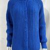 Women's Solid Color Round Neck Loose Simple Knitted Cardigan Top  Long-Sleeved Sweater