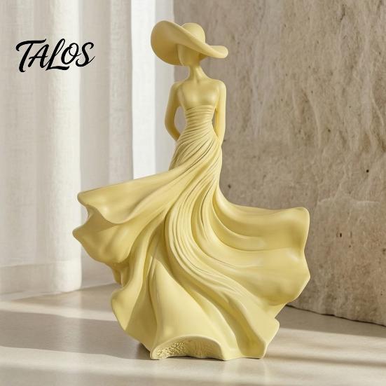 Decorative Statue for Living Room Woman Statue, Resin Art Sculpture Mantel Shelf Decor, Modern Female Stable Base Figurine Figurine, Wide Brim