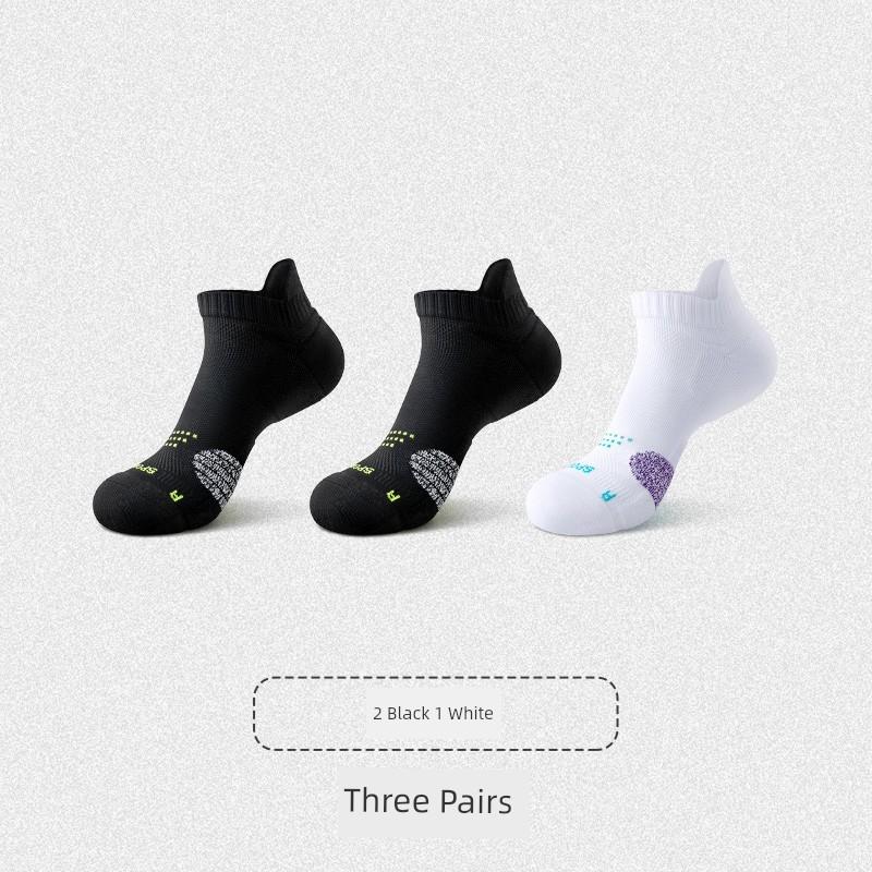 Comfortable Outdoor Sports Socks for Spring and Summer Marathon Men's Short Socks with Thick Towel Soles, Durable Running Short Socks for Men