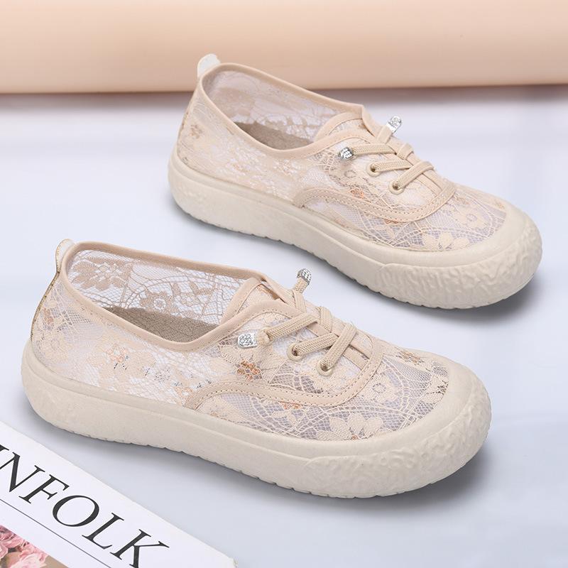 

Single shoes women s summer new fashion lace mesh breathable casual board shoes platform and lightweight mother shoes 40