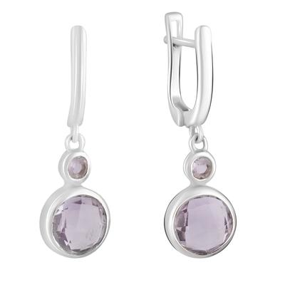 Silver Earrings with Natural Amethyst (2116356)